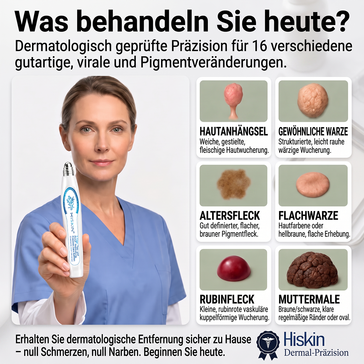 𝐇𝐈𝐒𝐊𝐈𝐍®👩‍⚕️⭐ 7-Tage-Hautmakel- & Hautanhängsel-Entferner Schmerzfreier Rollerball-Stift zur schonenden Entfernung von Hautanhängseln und Hautflecken – narbenfrei