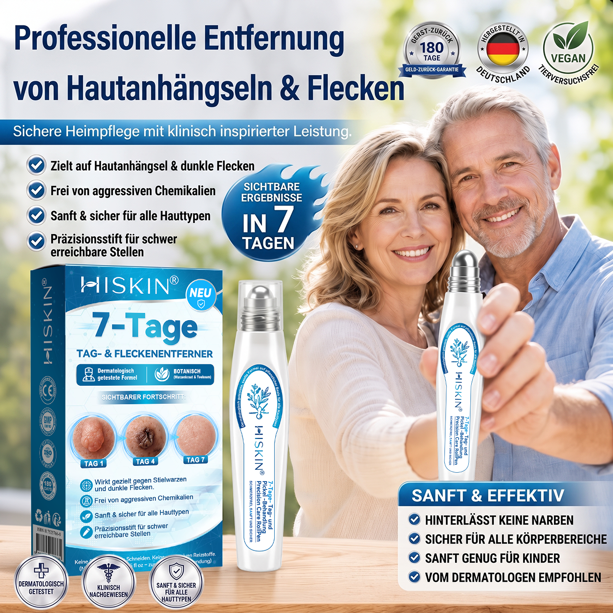 𝐇𝐈𝐒𝐊𝐈𝐍®👩‍⚕️⭐ 7-Tage-Hautmakel- & Hautanhängsel-Entferner Schmerzfreier Rollerball-Stift zur schonenden Entfernung von Hautanhängseln und Hautflecken – narbenfrei